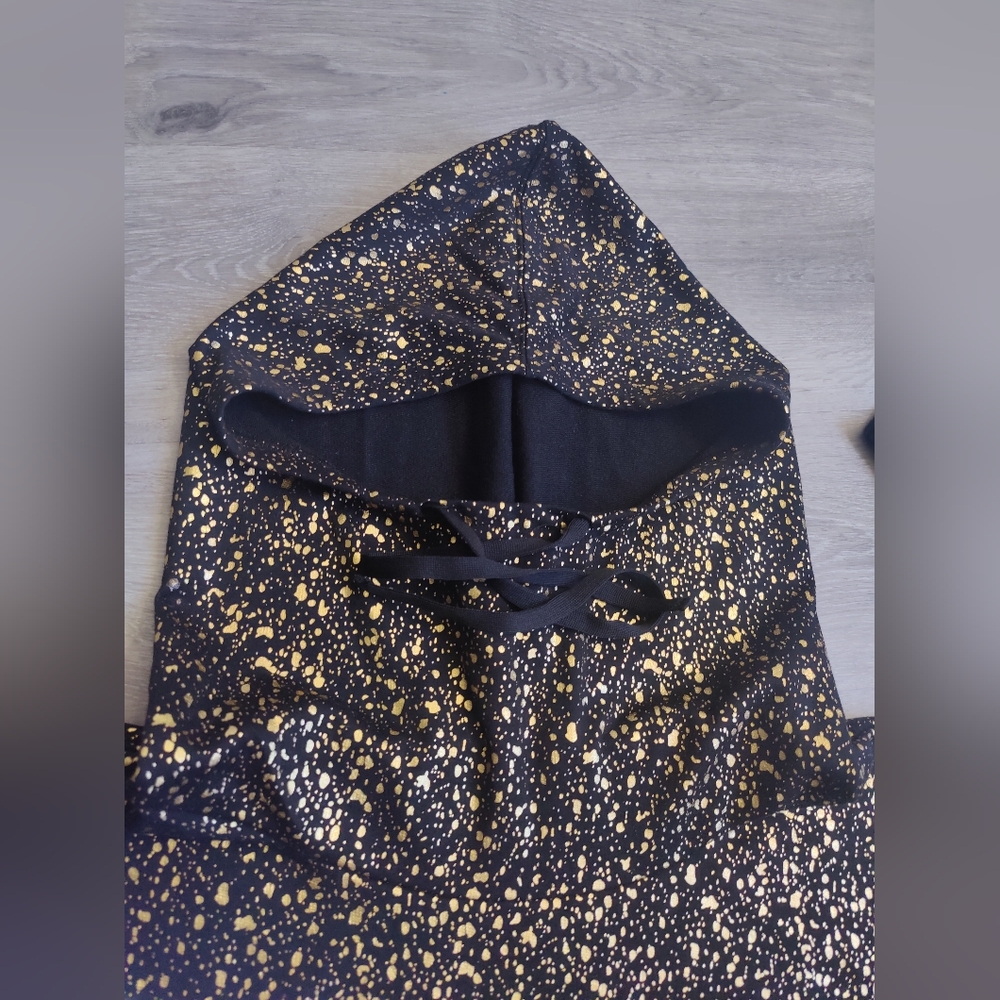 ULTRA REAR Material Girl Gold Foil Splatter Long Sleeve Drawstring Hoodie Unique - Picture 4 of 6
